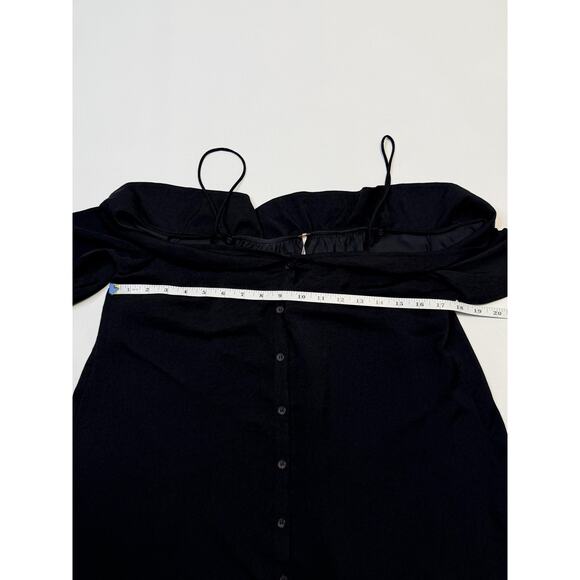 Free People Shirt Womens XS Black Off Shoulder Button Front Boho Blouse - Picture 9 of 10